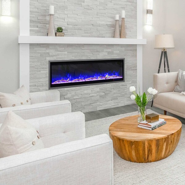 Grey electric fireplace